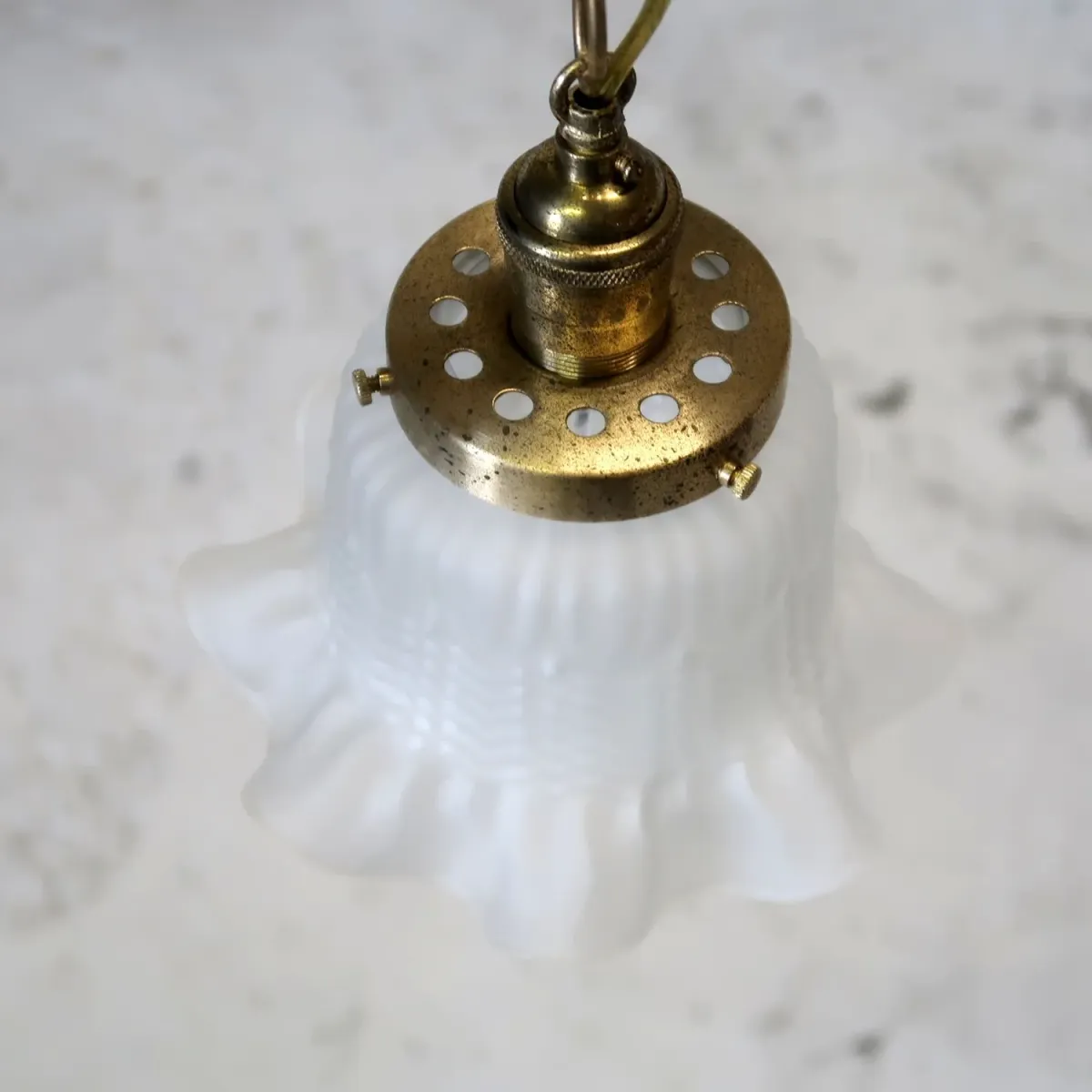 アンティーク フロストガラス ペンダントランプ