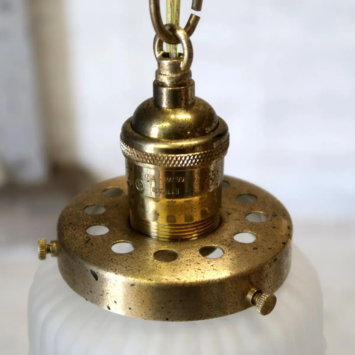 アンティーク フロストガラス ペンダントランプ