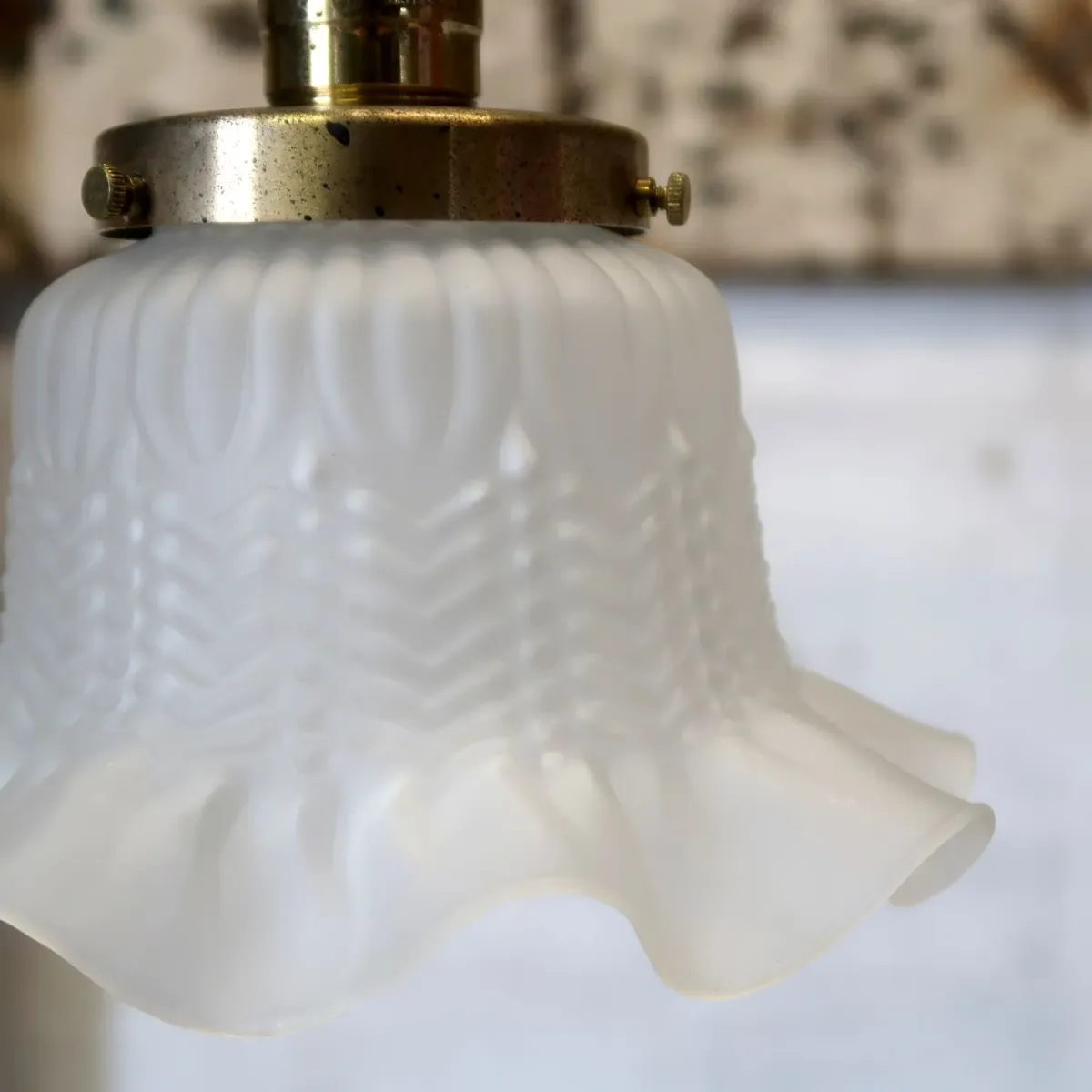 アンティーク フロストガラス ペンダントランプ