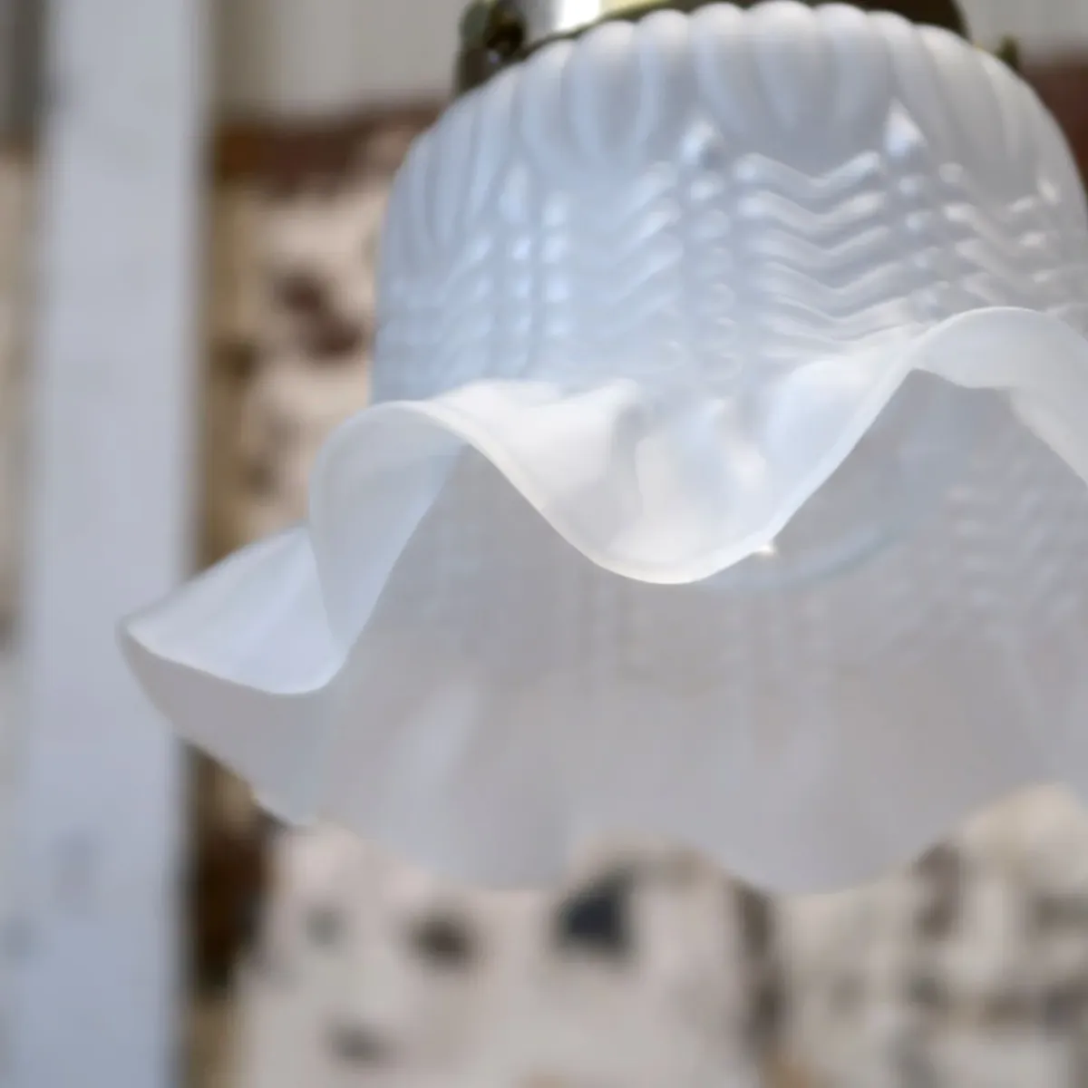 アンティーク フロストガラス ペンダントランプ