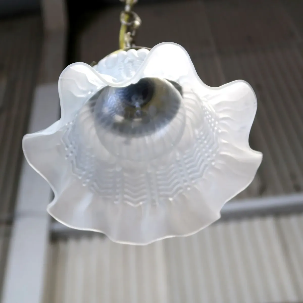 アンティーク フロストガラス ペンダントランプ