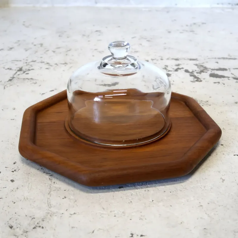 ビンテージ ガラスドーム チークウッド