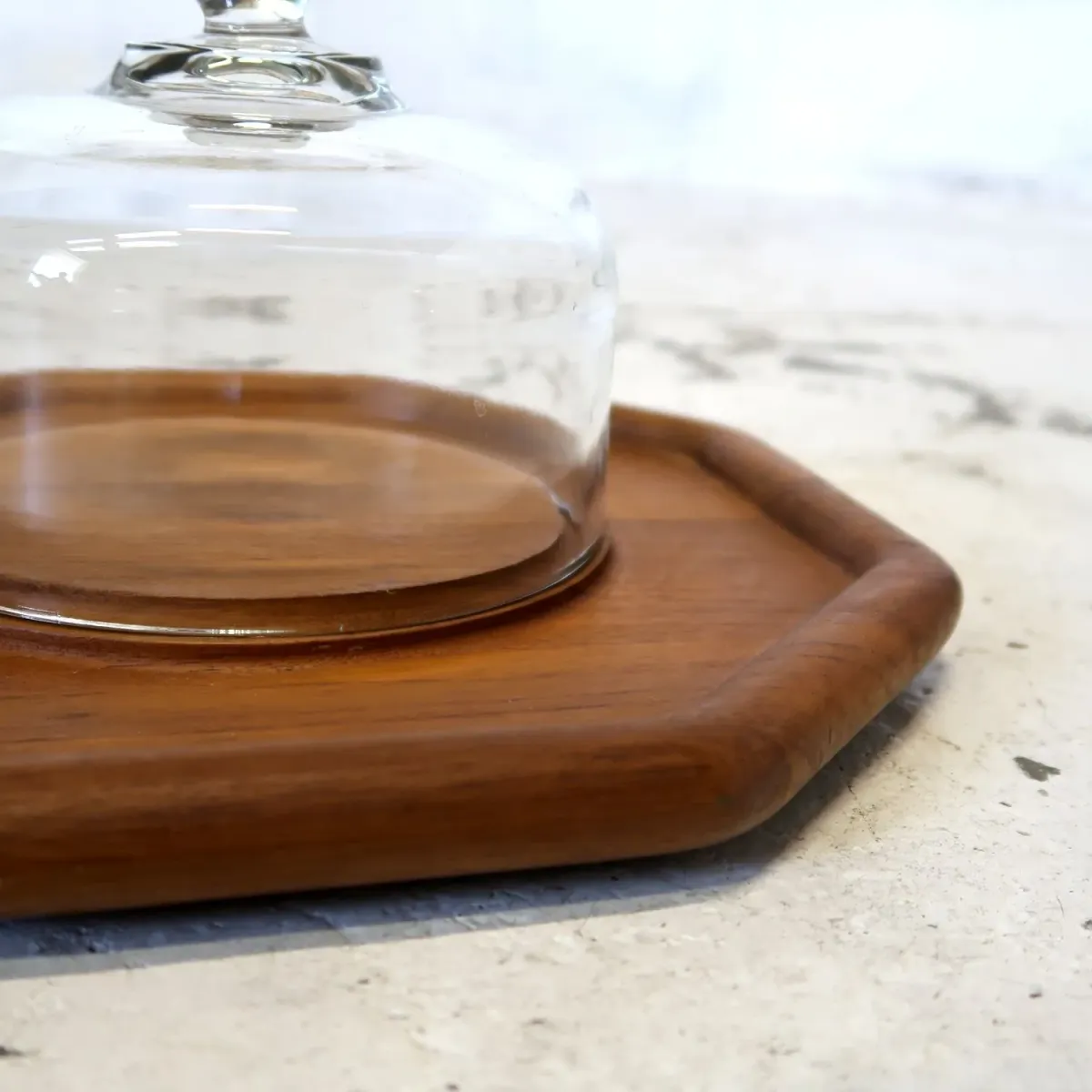 ビンテージ ガラスドーム チークウッド