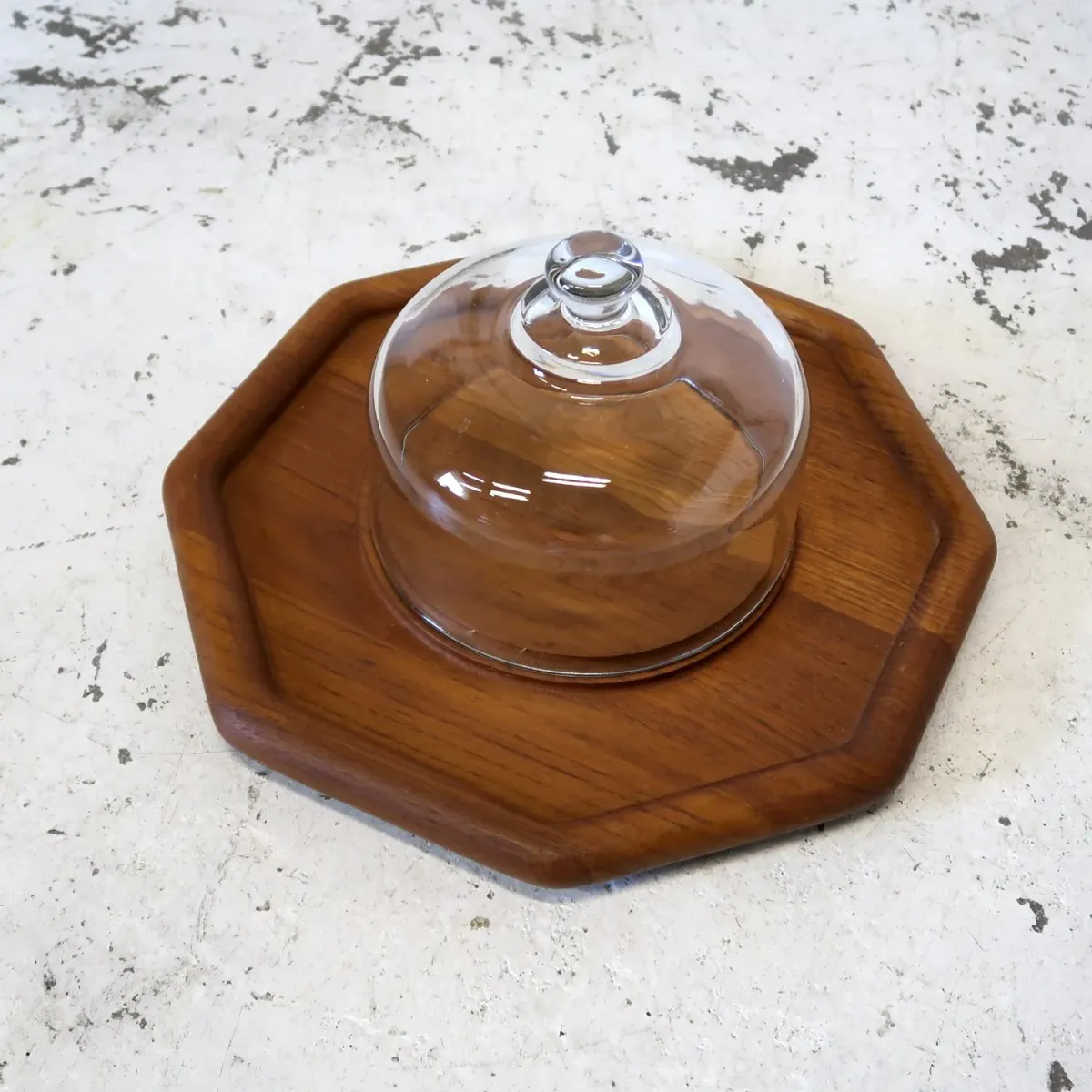 ビンテージ ガラスドーム チークウッド