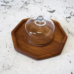 ビンテージ ガラスドーム チークウッド