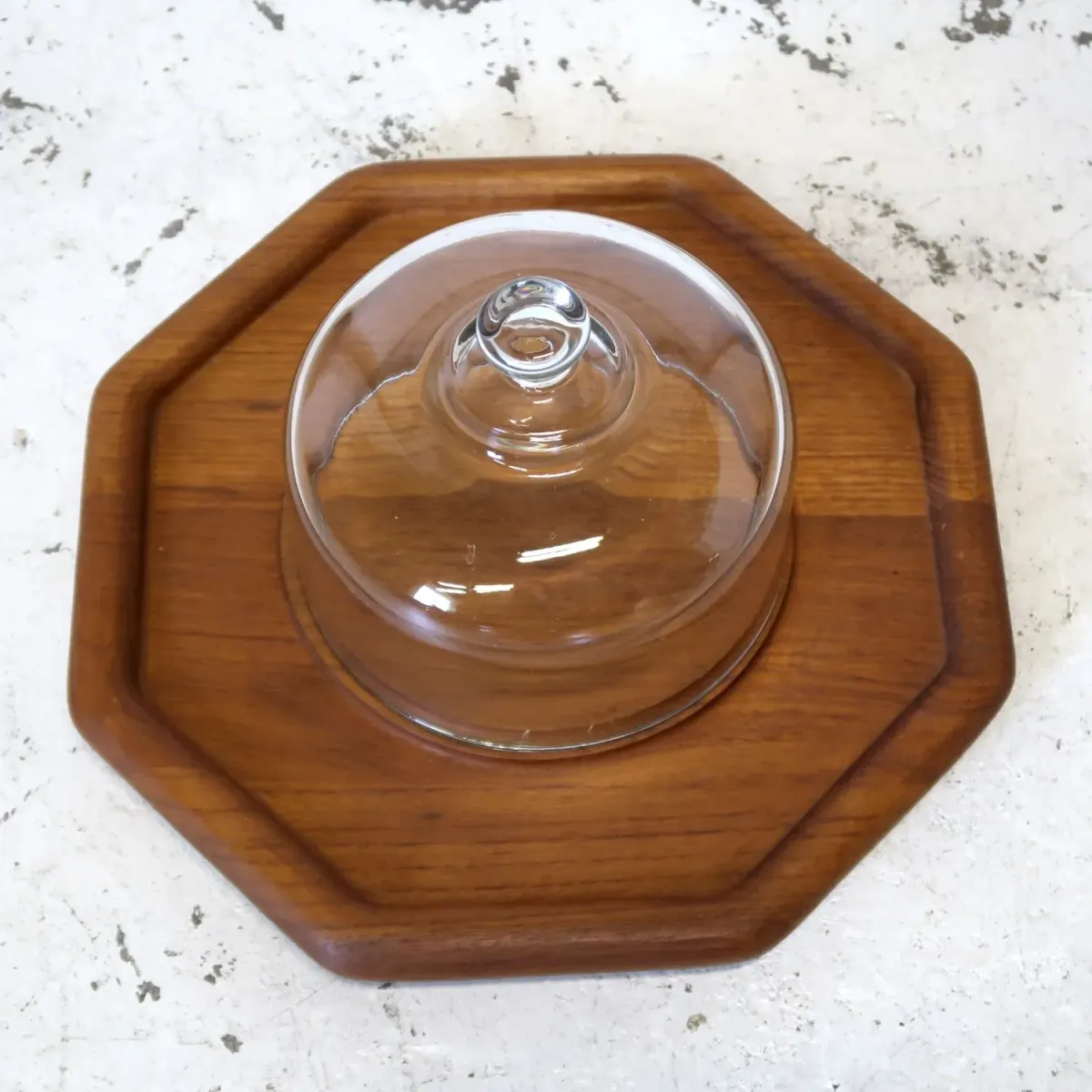 ビンテージ ガラスドーム チークウッド