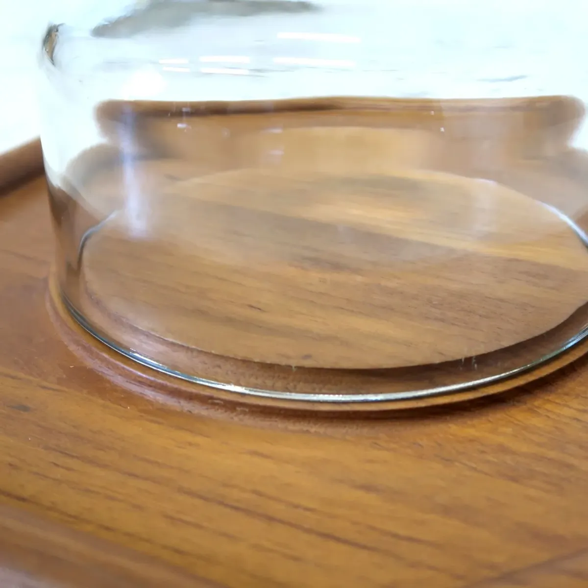 ビンテージ ガラスドーム チークウッド