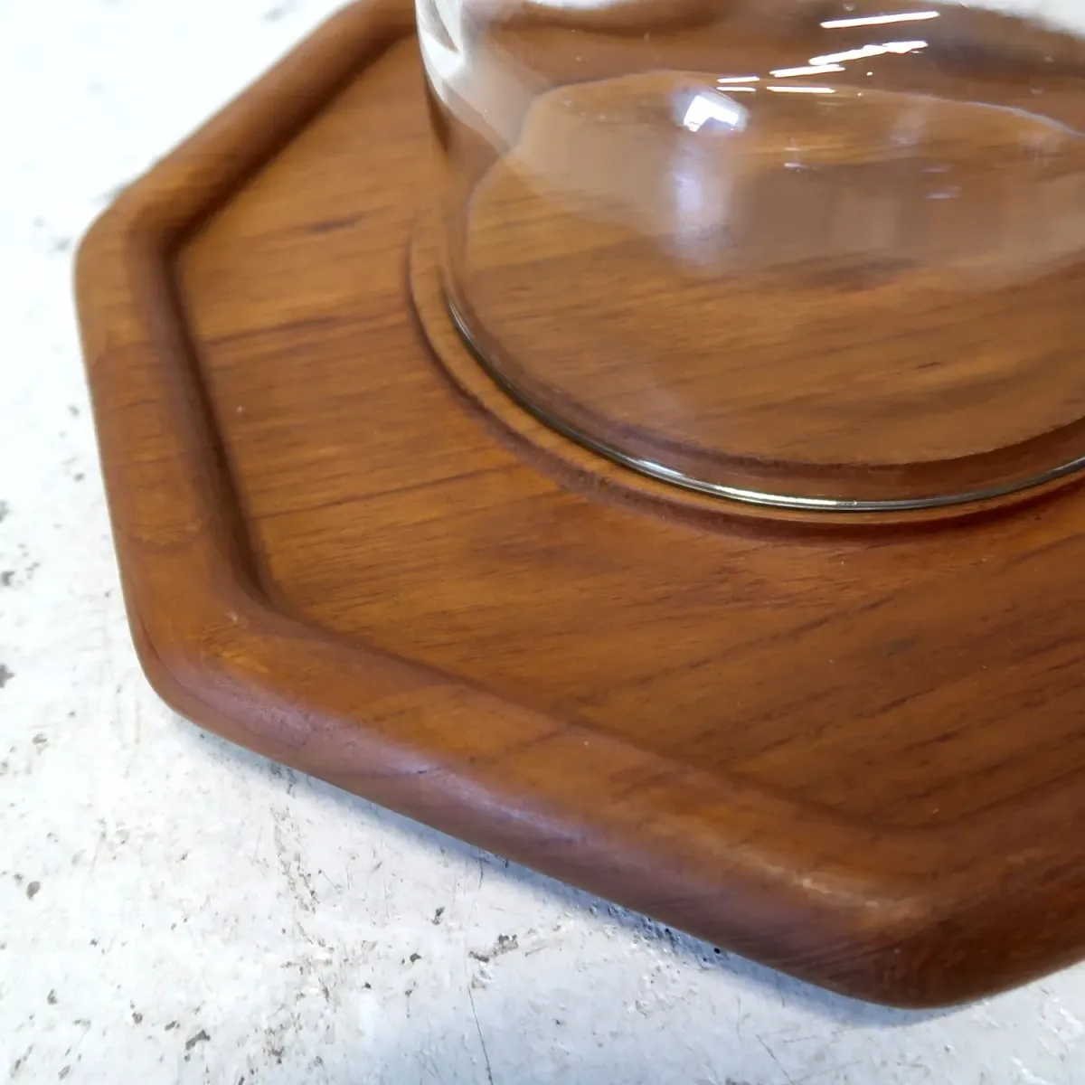 ビンテージ ガラスドーム チークウッド