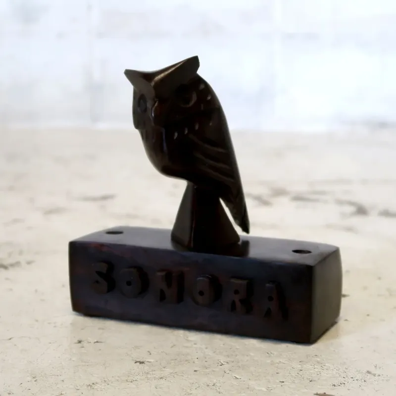 ビンテージ ローズウッドオブジェ ペンスタンド ミミズク