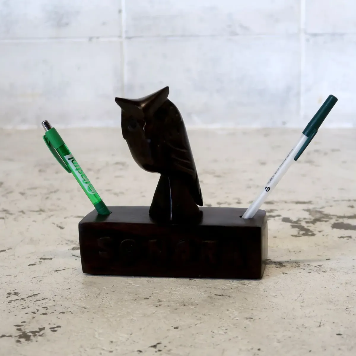 ビンテージ ローズウッドオブジェ ペンスタンド ミミズク