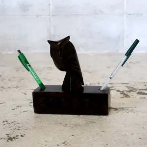 ビンテージ ローズウッドオブジェ ペンスタンド ミミズク