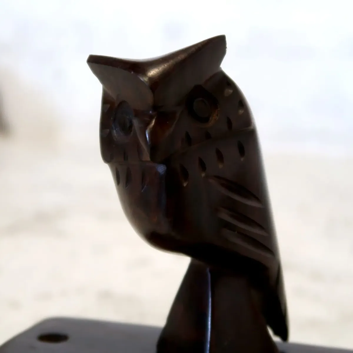 ビンテージ ローズウッドオブジェ ペンスタンド ミミズク