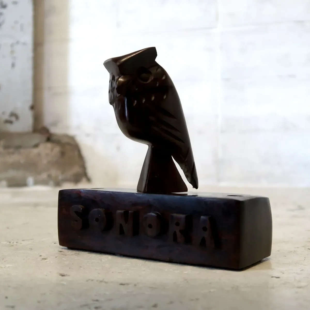 ビンテージ ローズウッドオブジェ ペンスタンド ミミズク