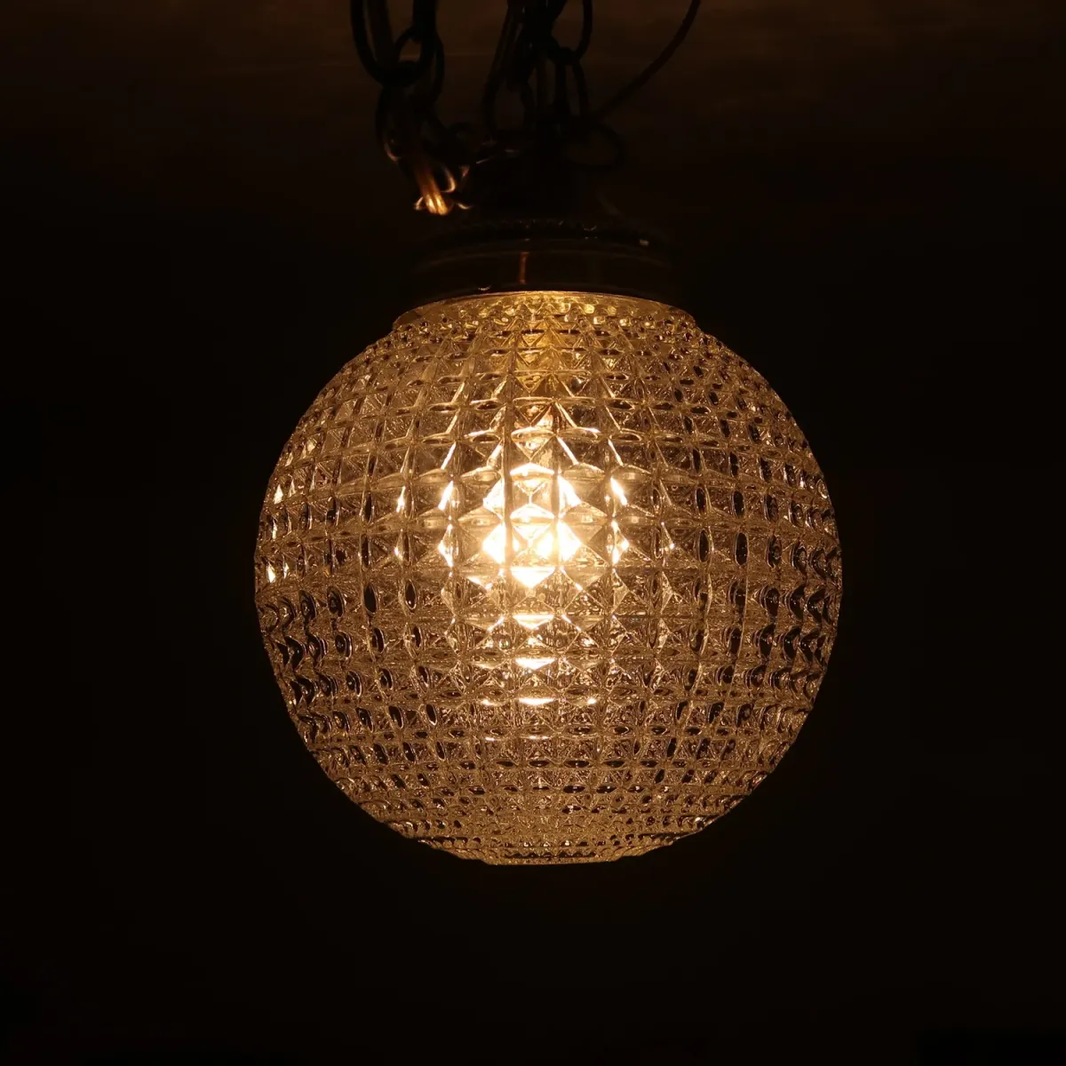 アンティーク カットガラスランプ クリアガラス