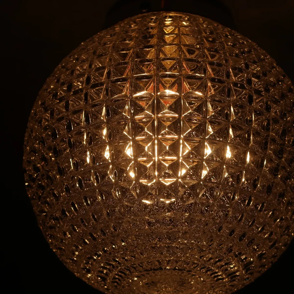 アンティーク カットガラスランプ クリアガラス