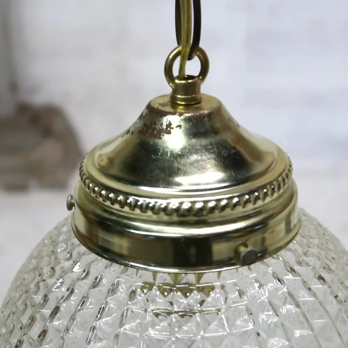 アンティーク カットガラスランプ クリアガラス