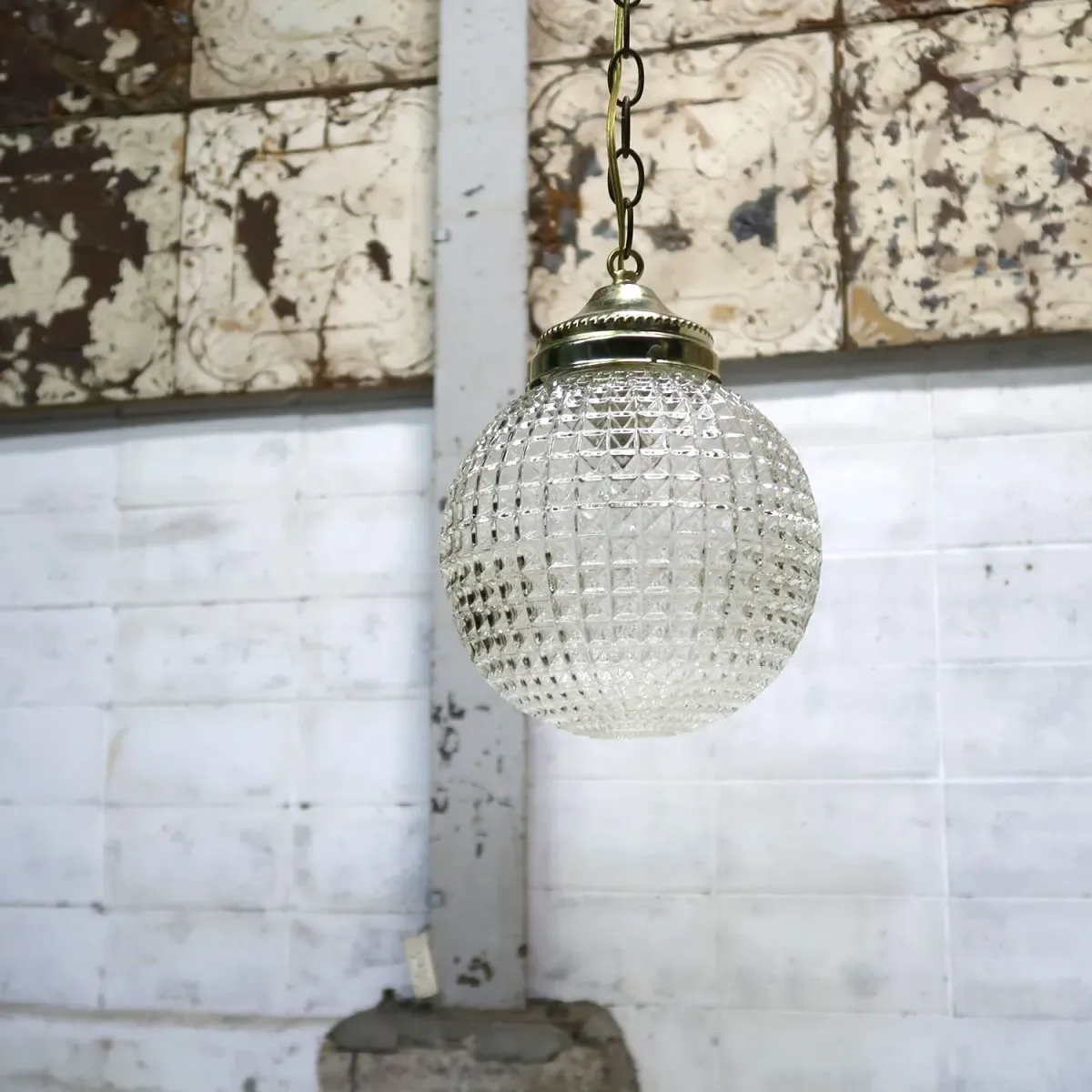 アンティーク カットガラスランプ クリアガラス