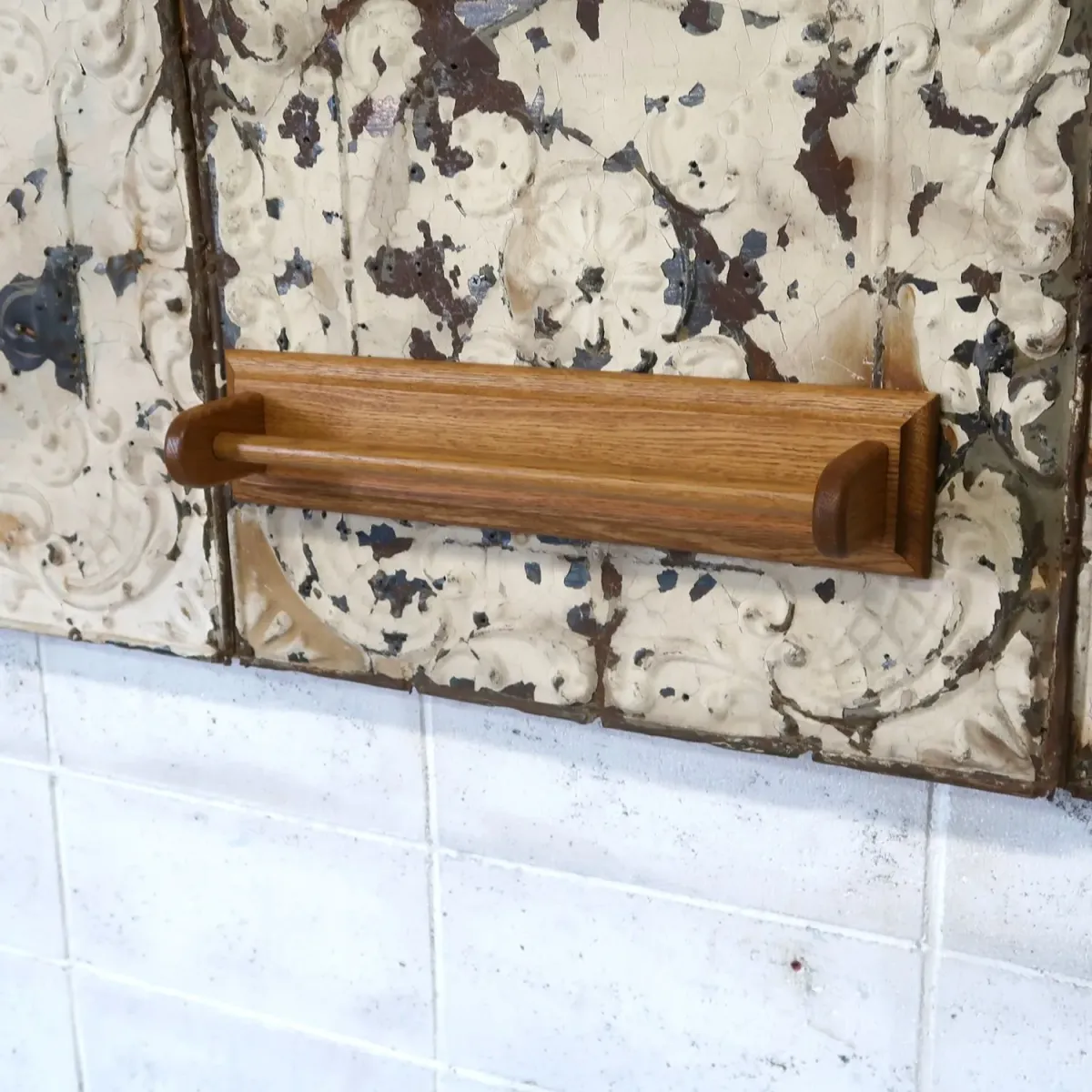 ビンテージ ウッド タオルラック