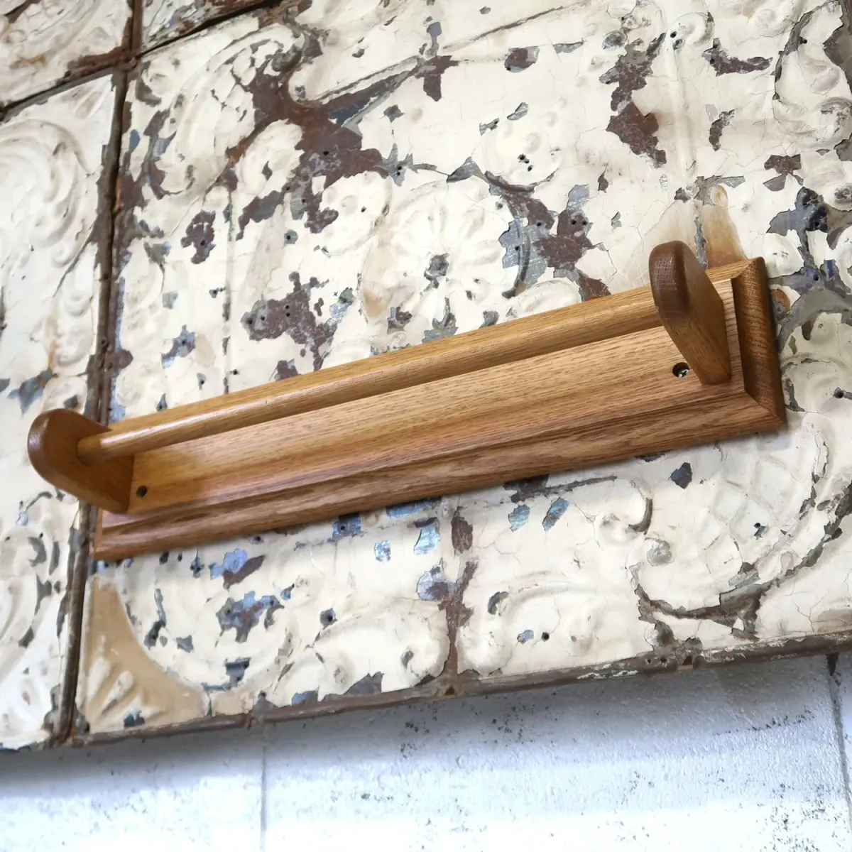 ビンテージ ウッド タオルラック