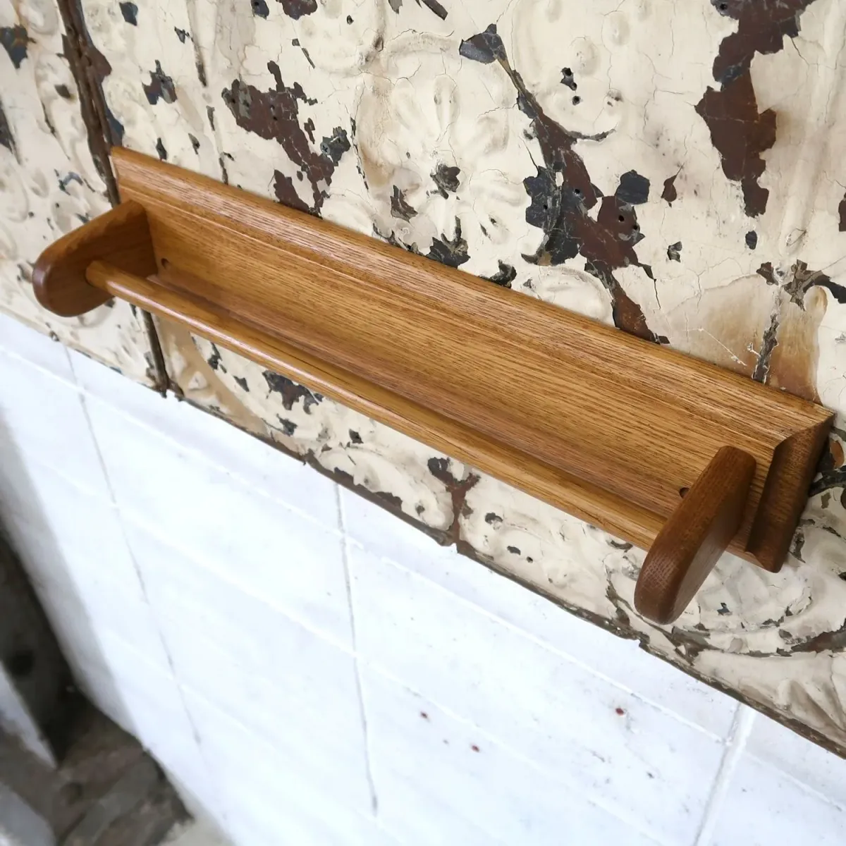 ビンテージ ウッド タオルラック