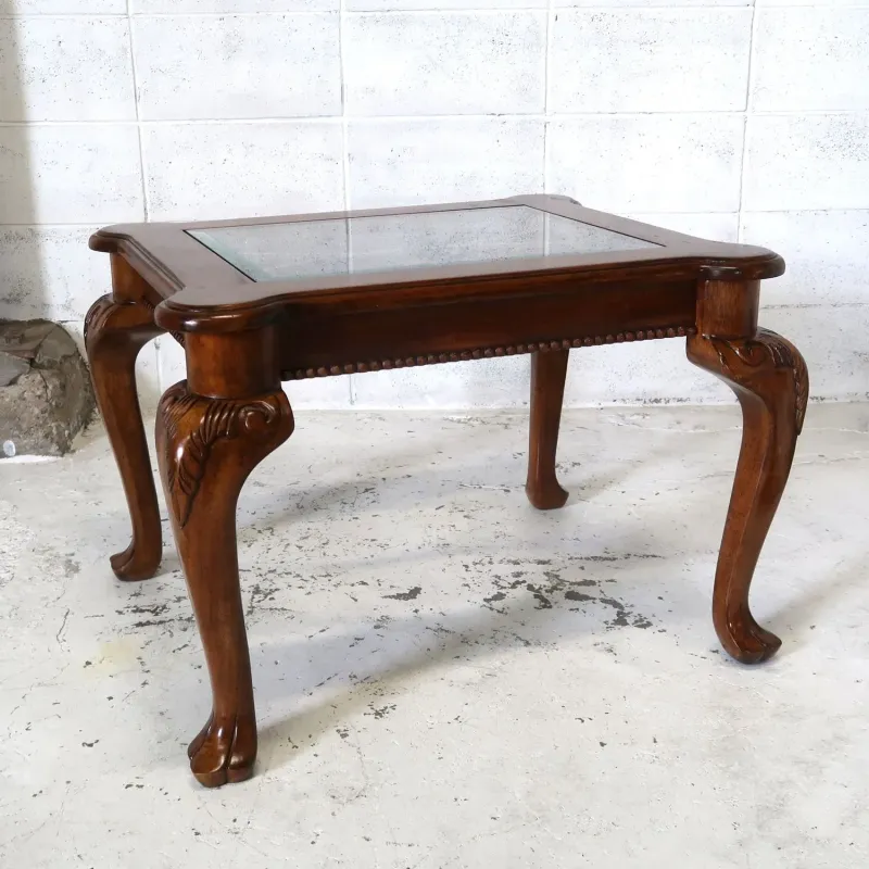 アンティーク ガラストップ サイドテーブル