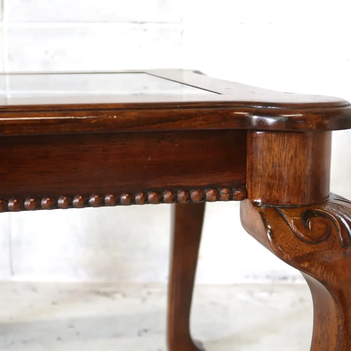 アンティーク ガラストップ サイドテーブル