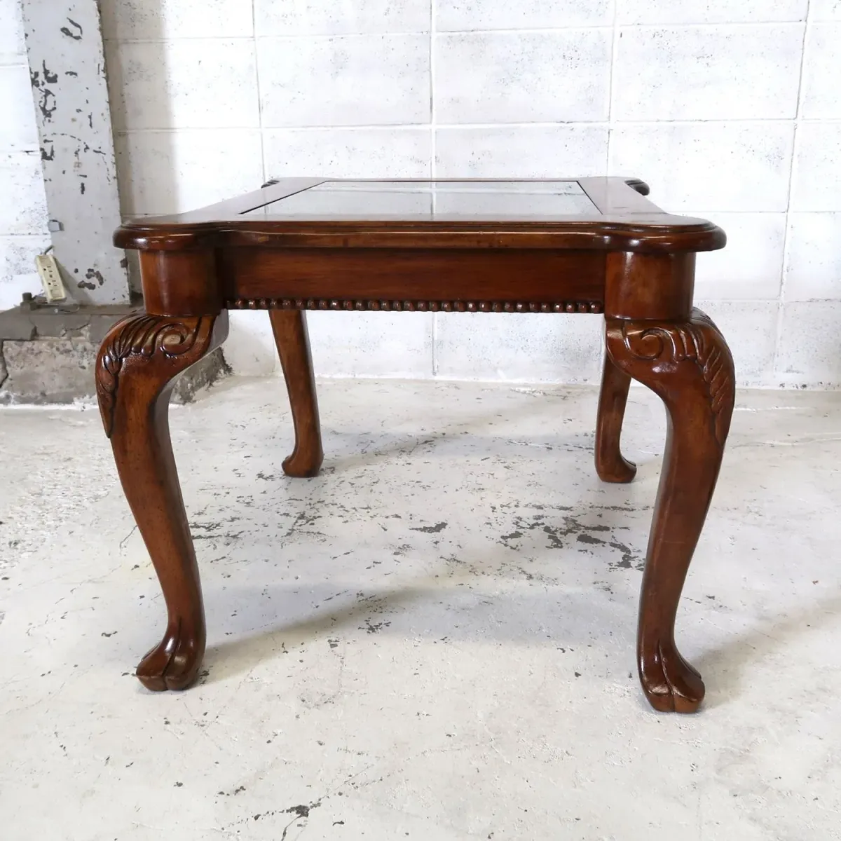 アンティーク ガラストップ サイドテーブル