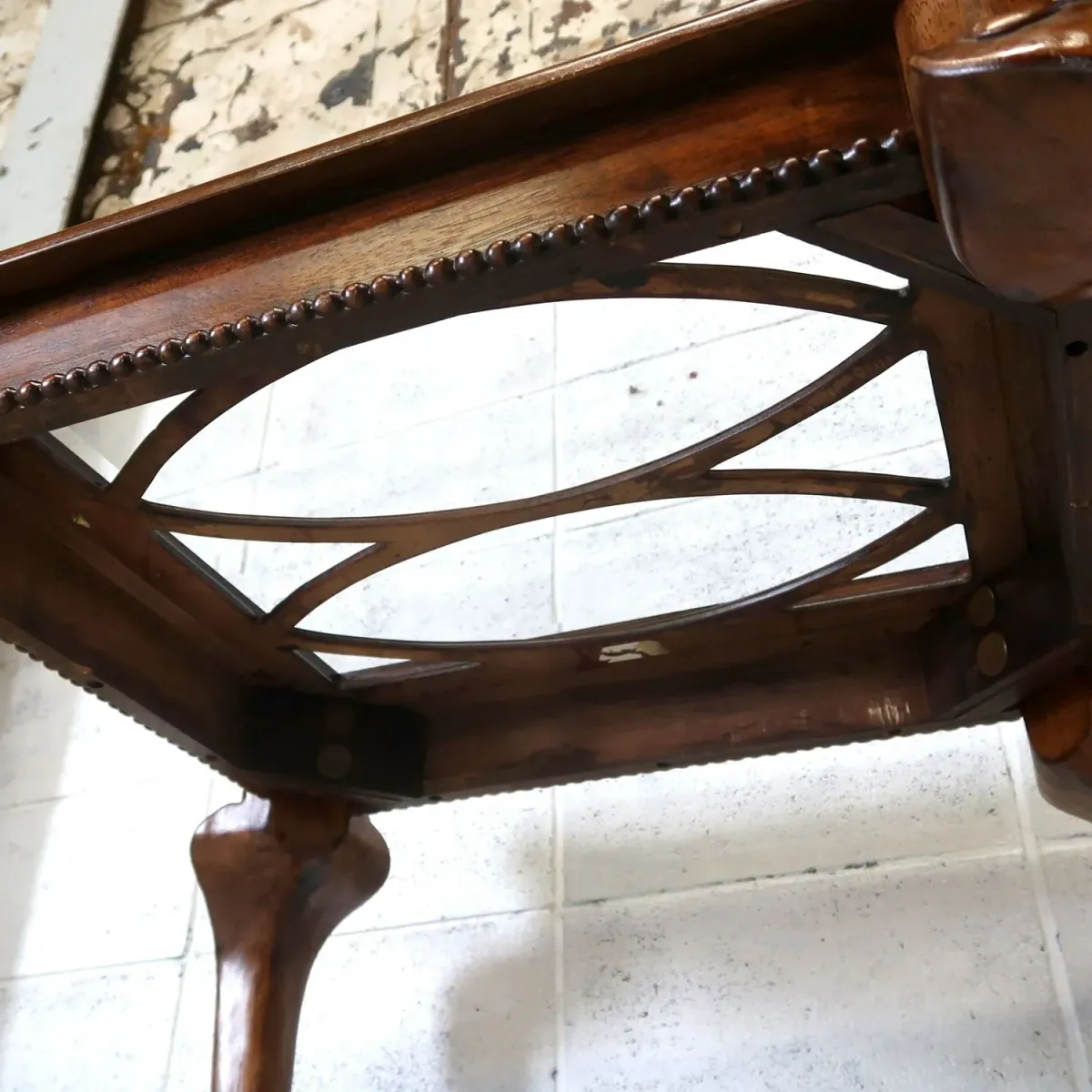 アンティーク ガラストップ サイドテーブル