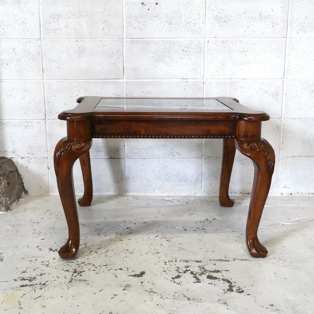 アンティーク ガラストップ サイドテーブル