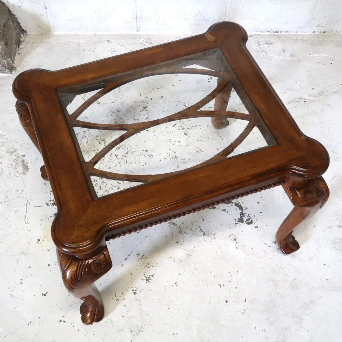 アンティーク ガラストップ サイドテーブル