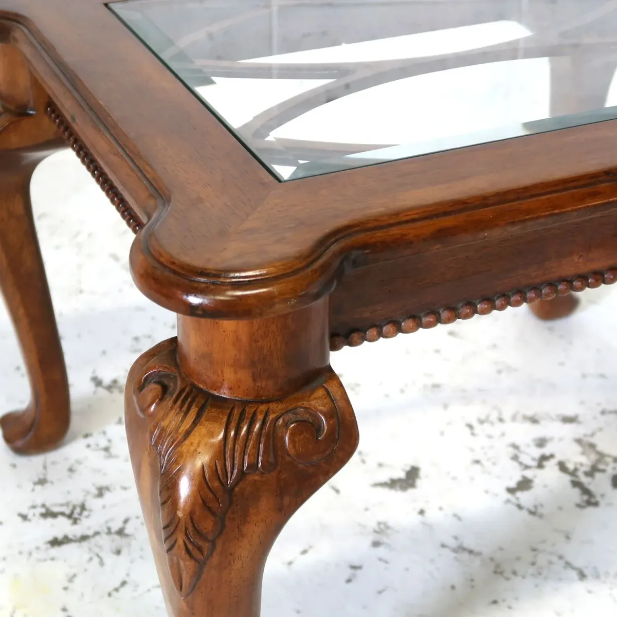 アンティーク ガラストップ サイドテーブル