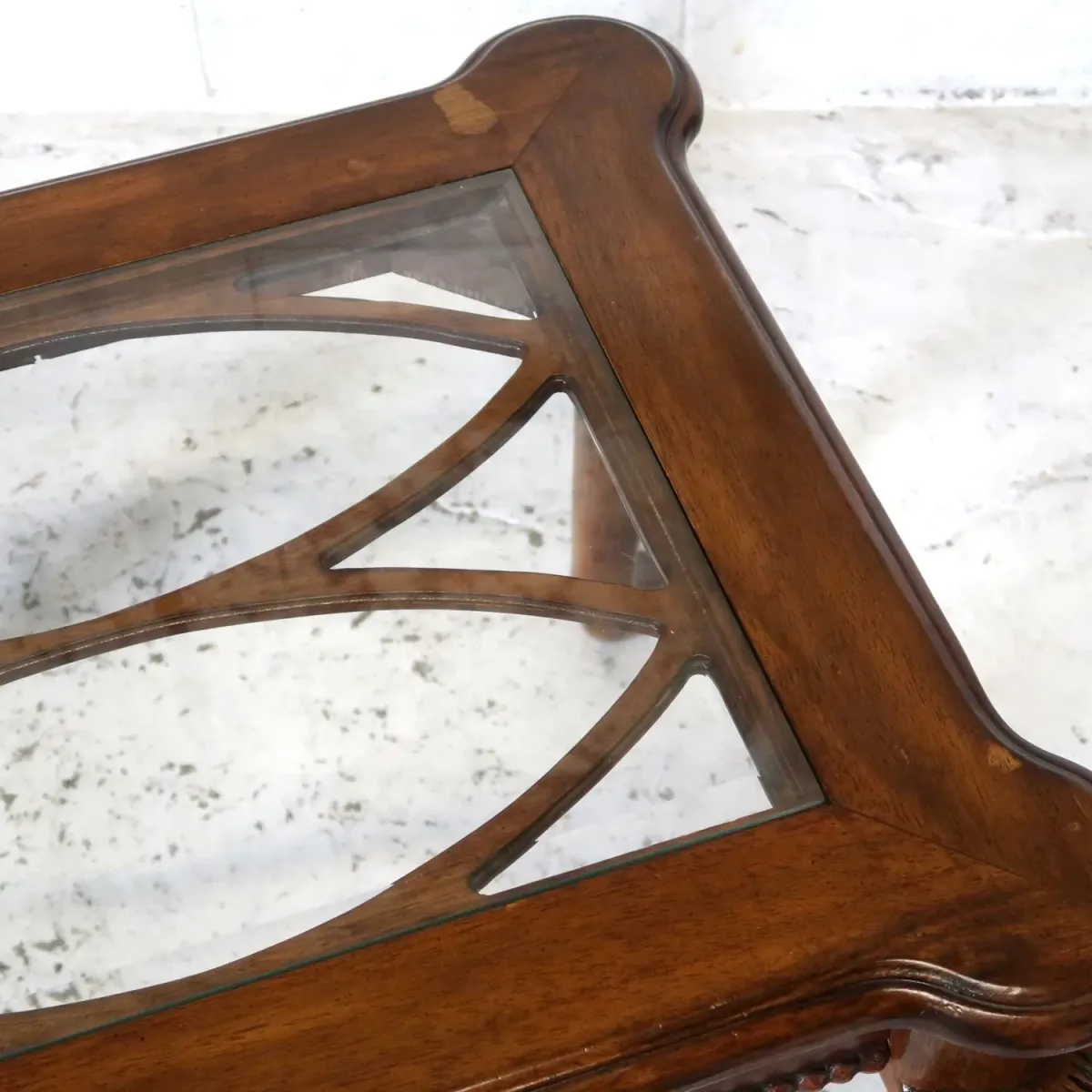 アンティーク ガラストップ サイドテーブル