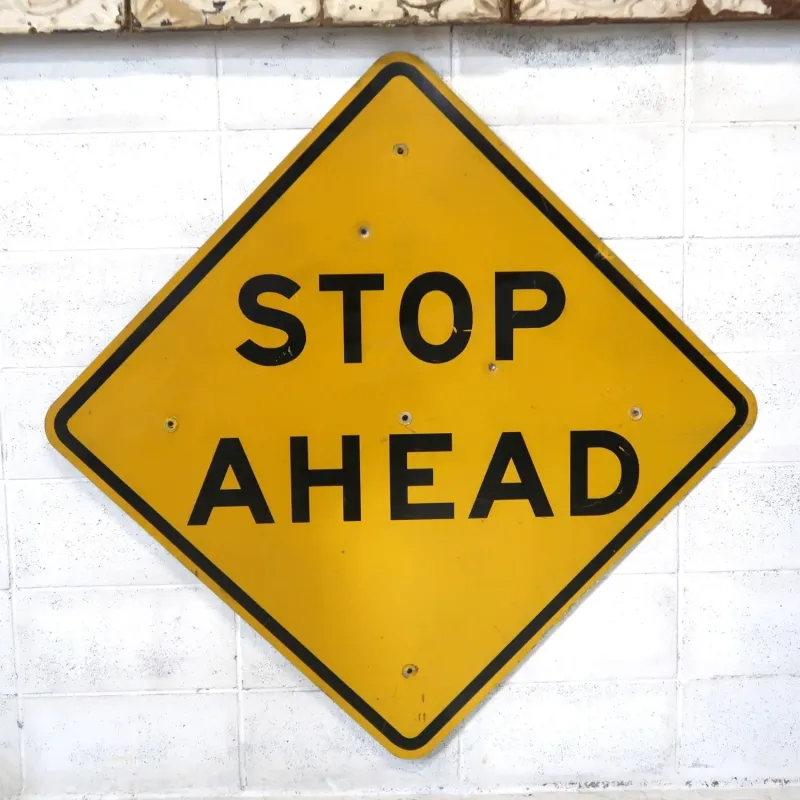 STOP AHEAD ビンテージ 大型ロードサイン 弾痕