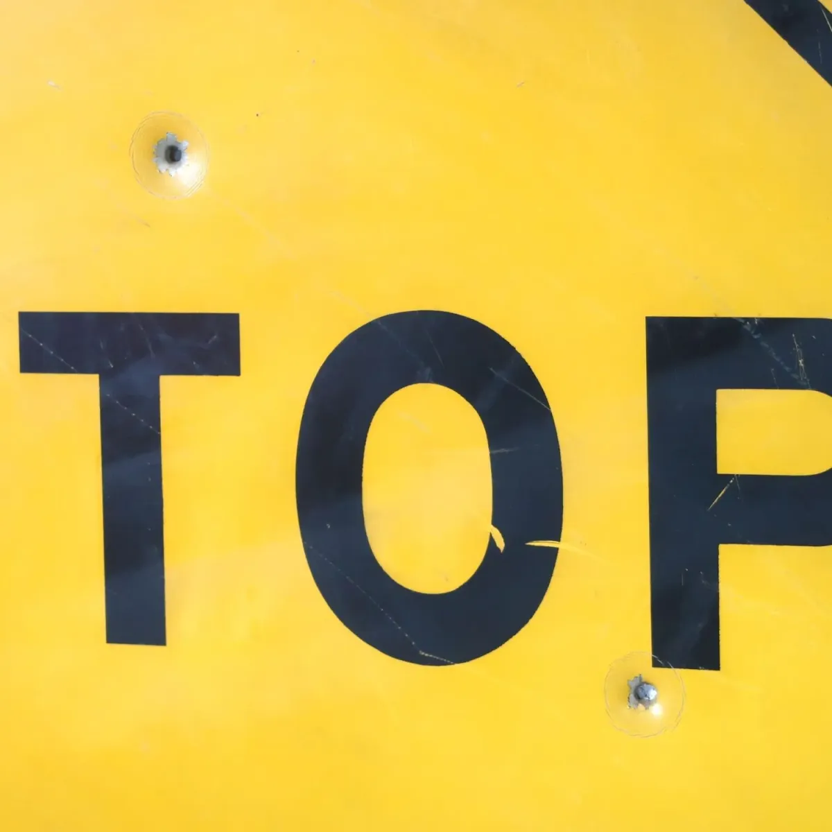 STOP AHEAD ビンテージ 大型ロードサイン 弾痕