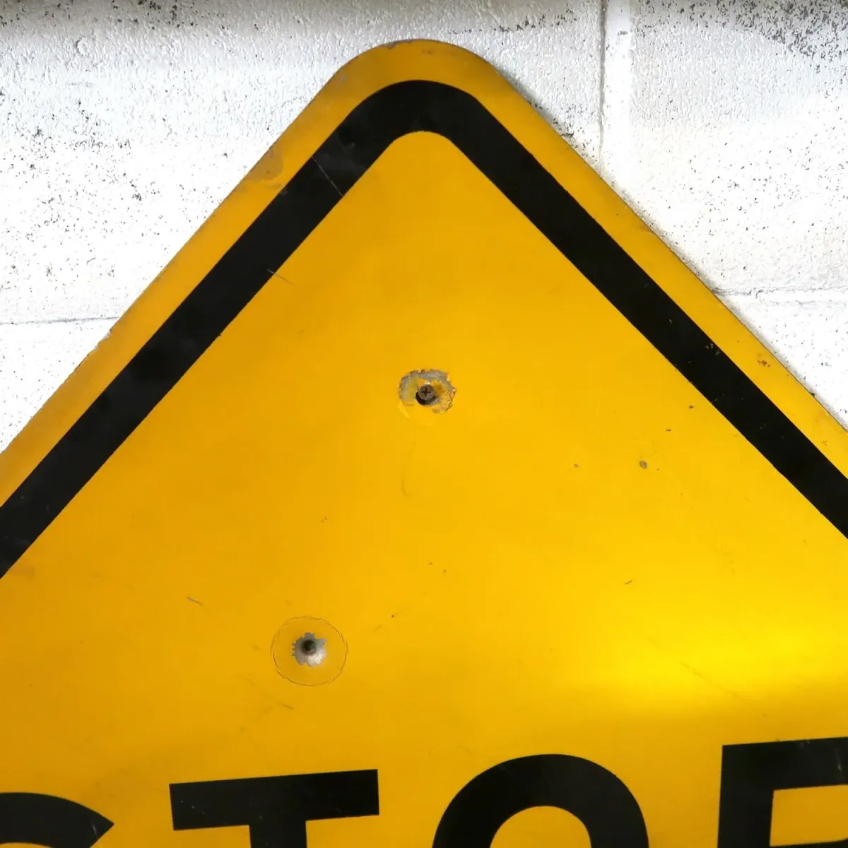 STOP AHEAD ビンテージ 大型ロードサイン 弾痕