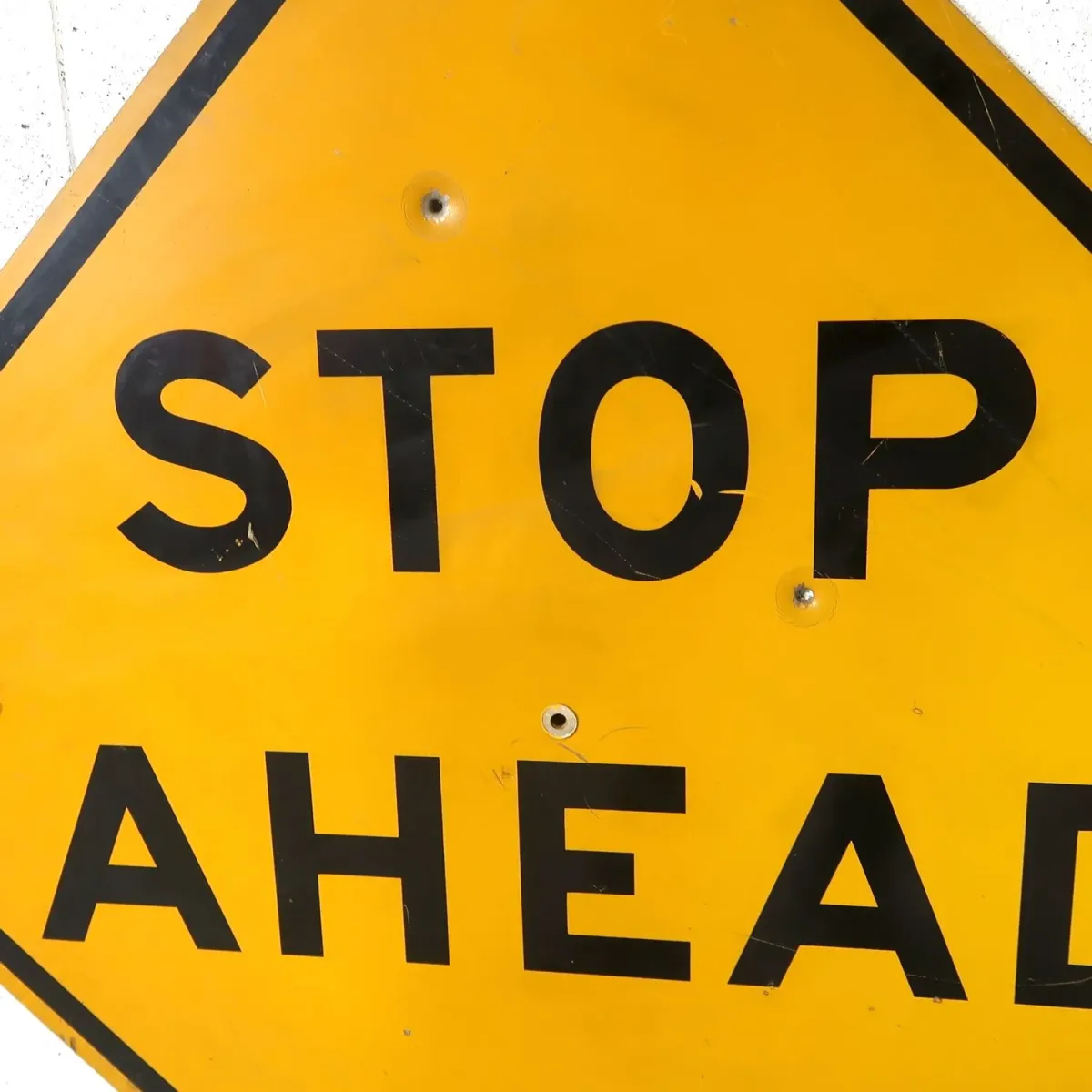STOP AHEAD ビンテージ 大型ロードサイン 弾痕