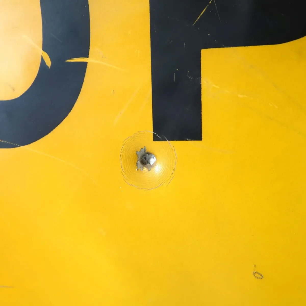 STOP AHEAD ビンテージ 大型ロードサイン 弾痕