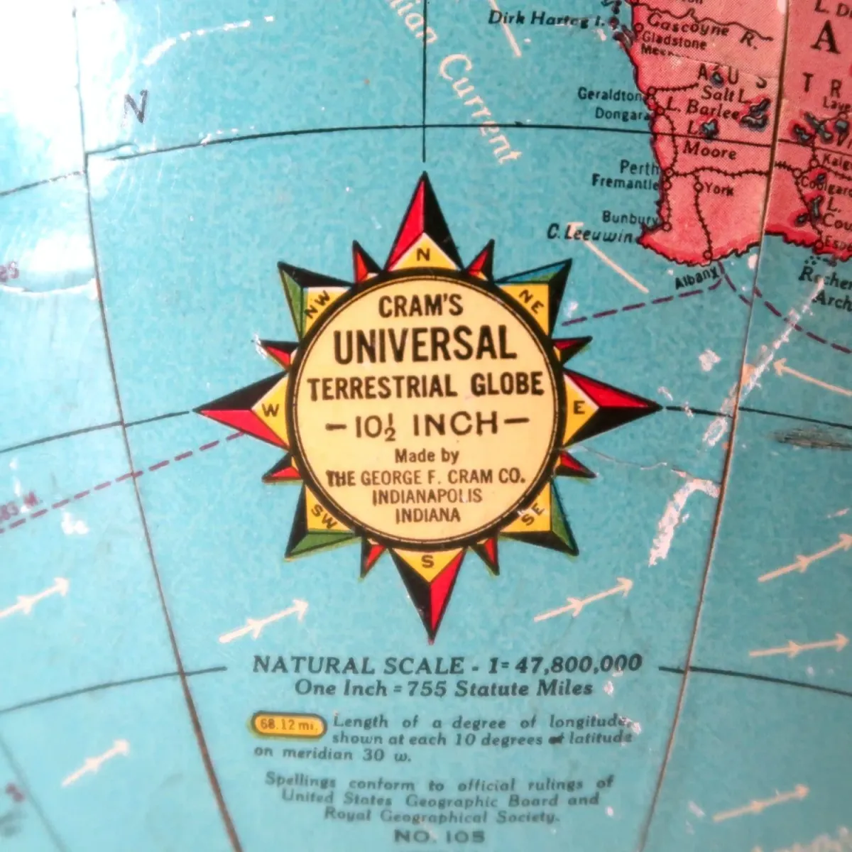 CRAM社 ビンテージ 地球儀 10.5インチ