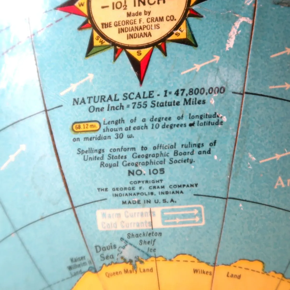 CRAM社 ビンテージ 地球儀 10.5インチ