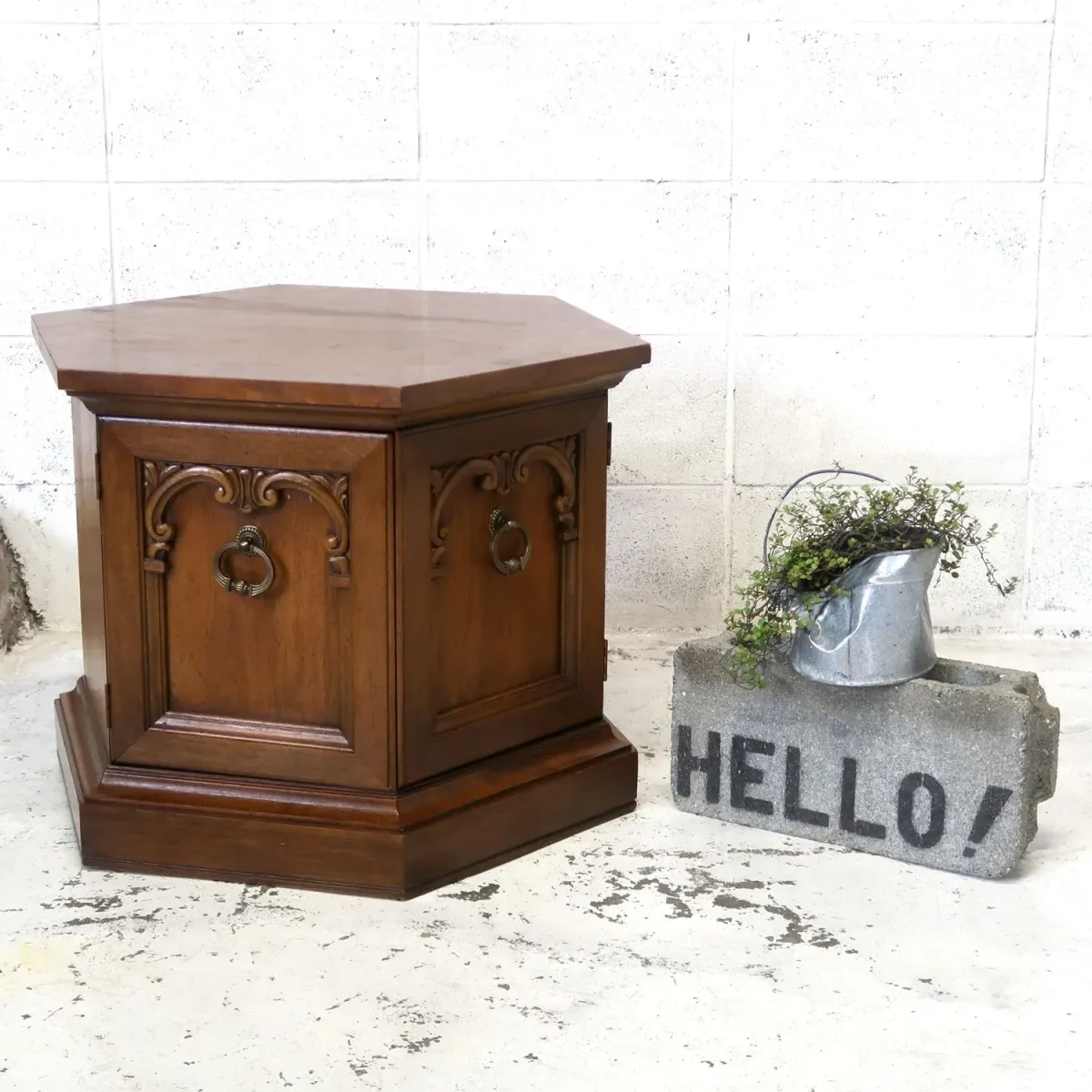 アンティーク サイドテーブル 六角形