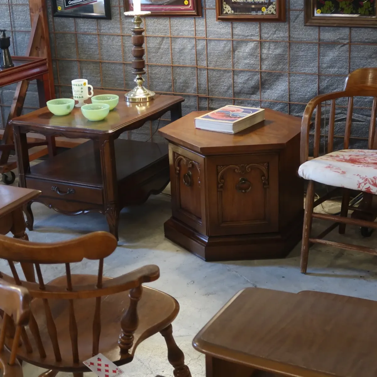 アンティーク サイドテーブル 六角形