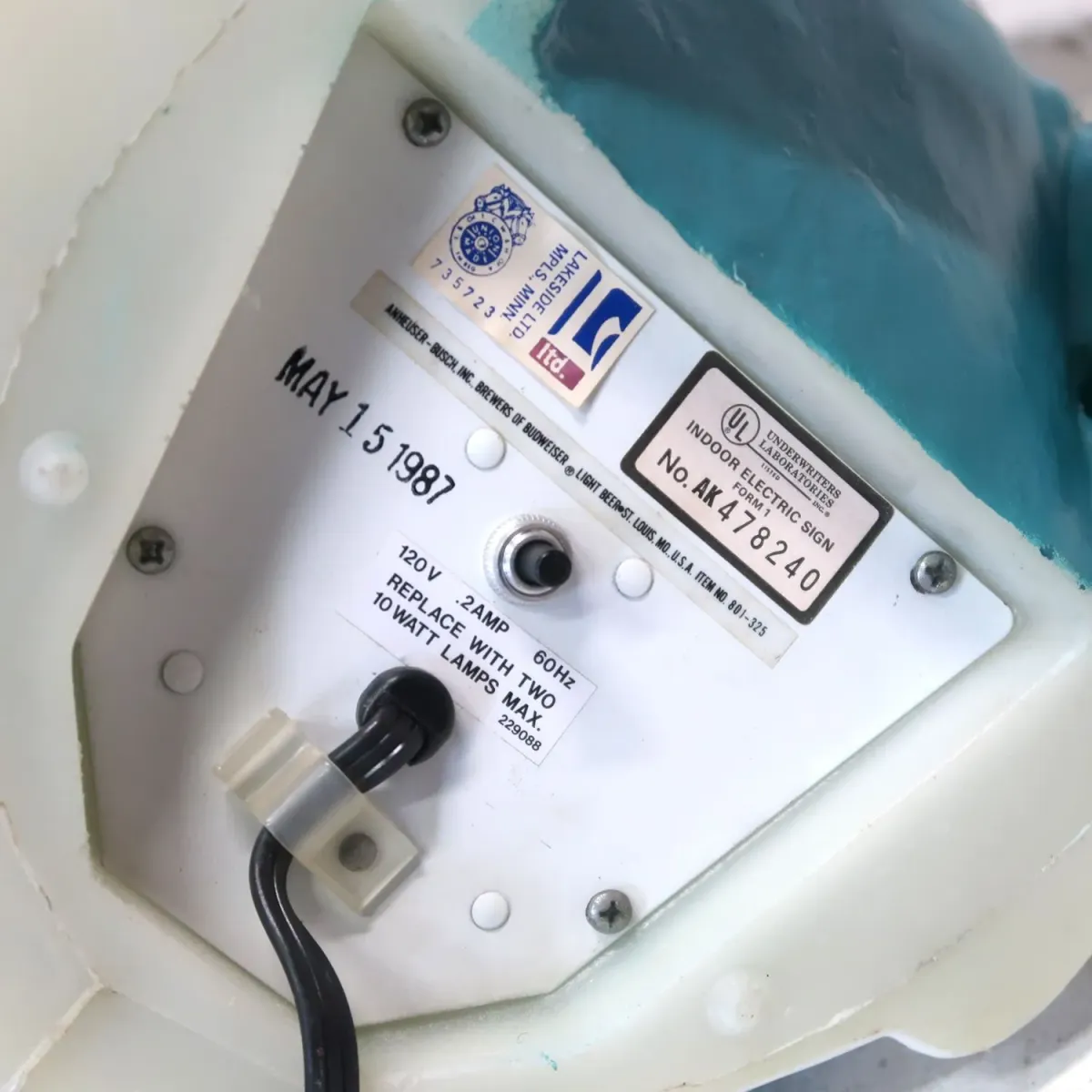 80's BUD LIGHT バド犬ライトサイン Spuds Mackenzie