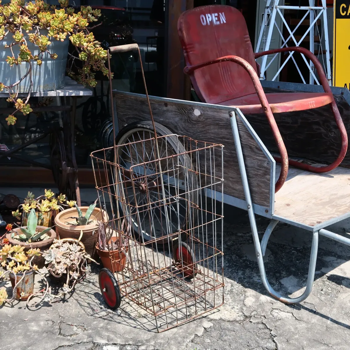 ビンテージ ワイヤーメタル ショッピングカート