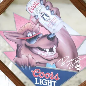 Coors LIGHT ビンテージ パブミラー Beer Wolf
