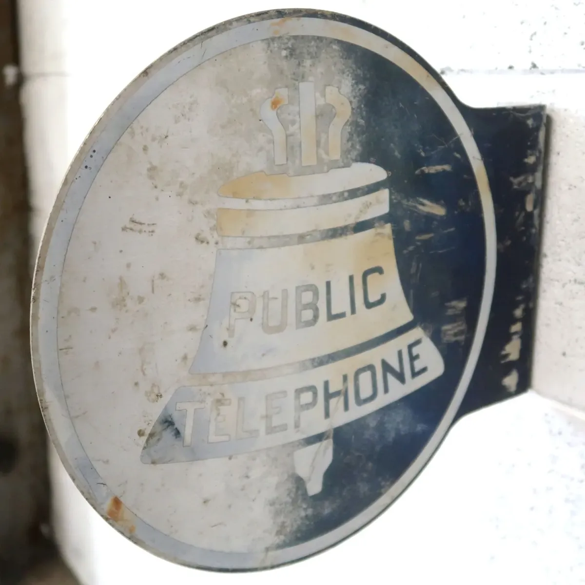 PUBLIC TELEPHONE ビンテージ 両面メタルサイン