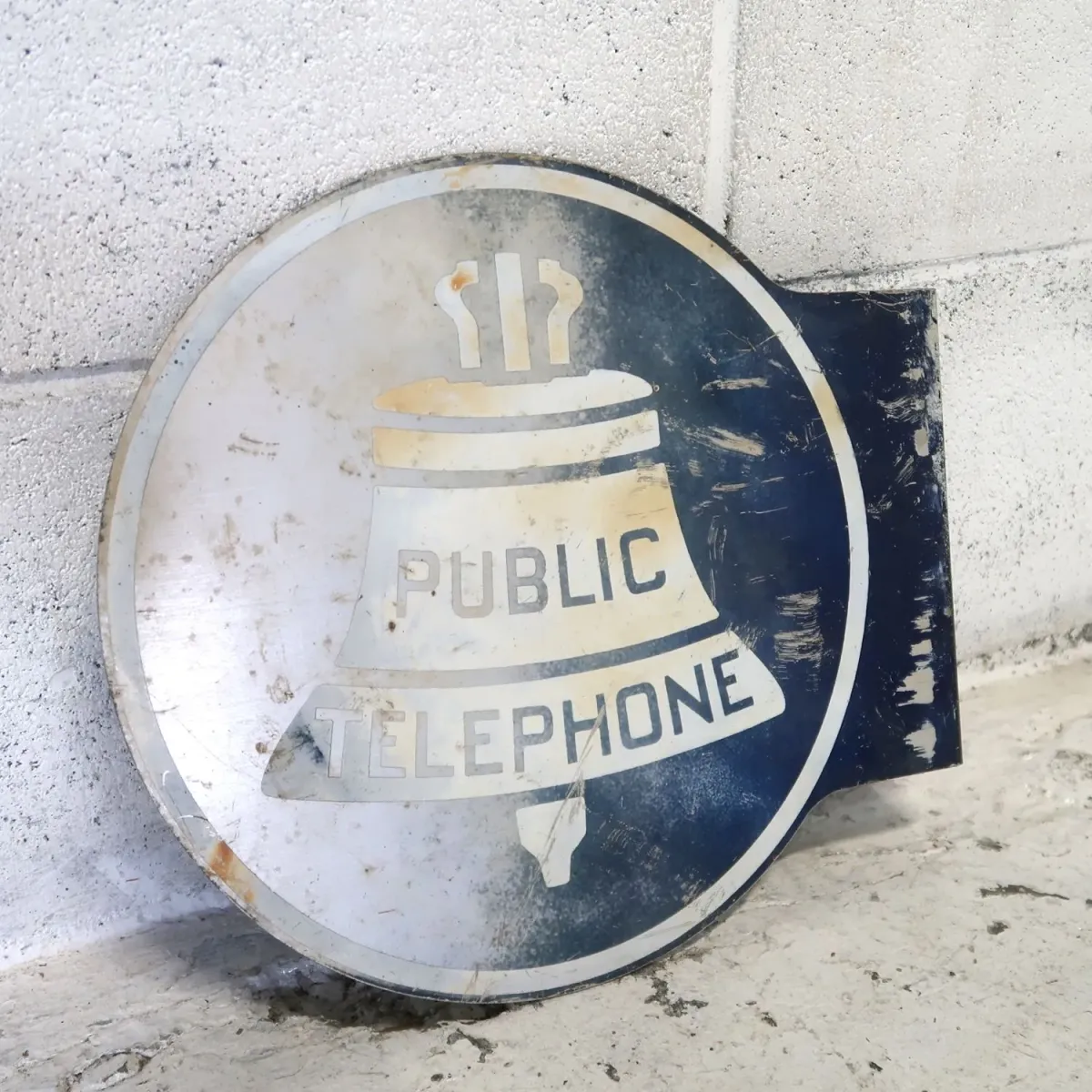 PUBLIC TELEPHONE ビンテージ 両面メタルサイン