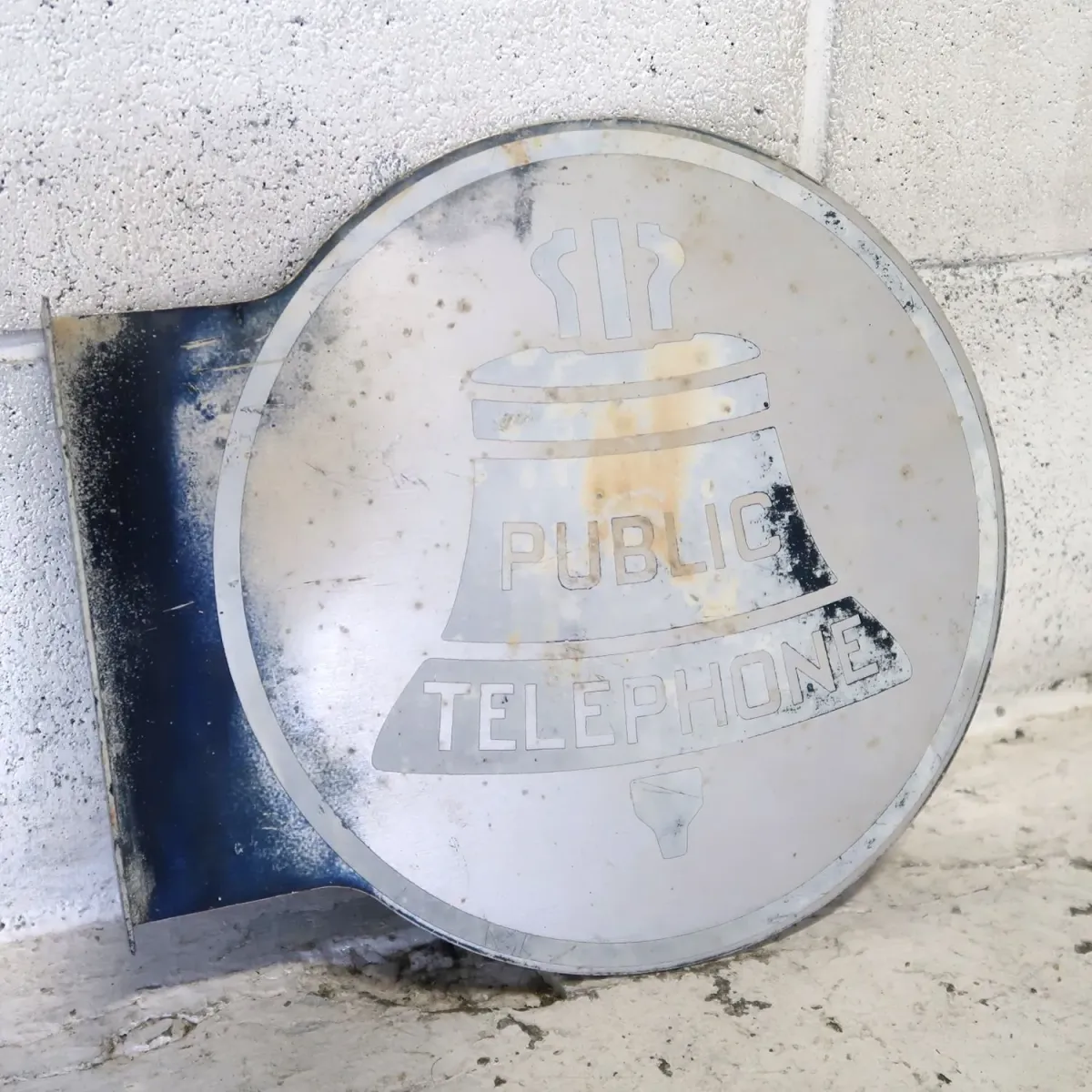 PUBLIC TELEPHONE ビンテージ 両面メタルサイン