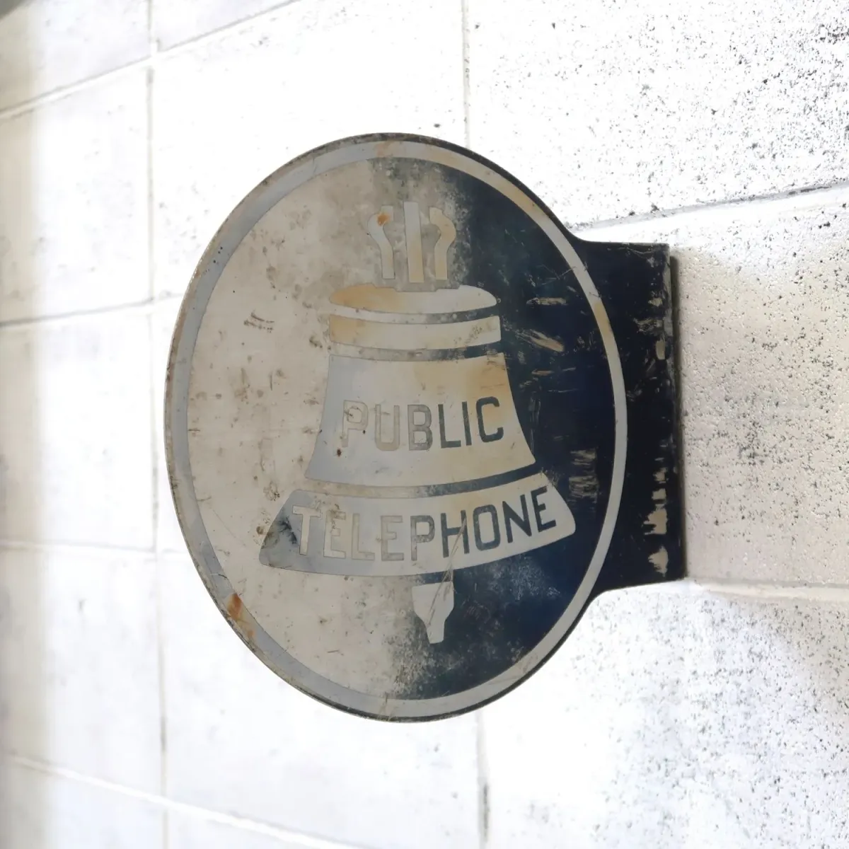 PUBLIC TELEPHONE ビンテージ 両面メタルサイン