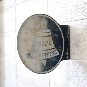 PUBLIC TELEPHONE ビンテージ 両面メタルサイン