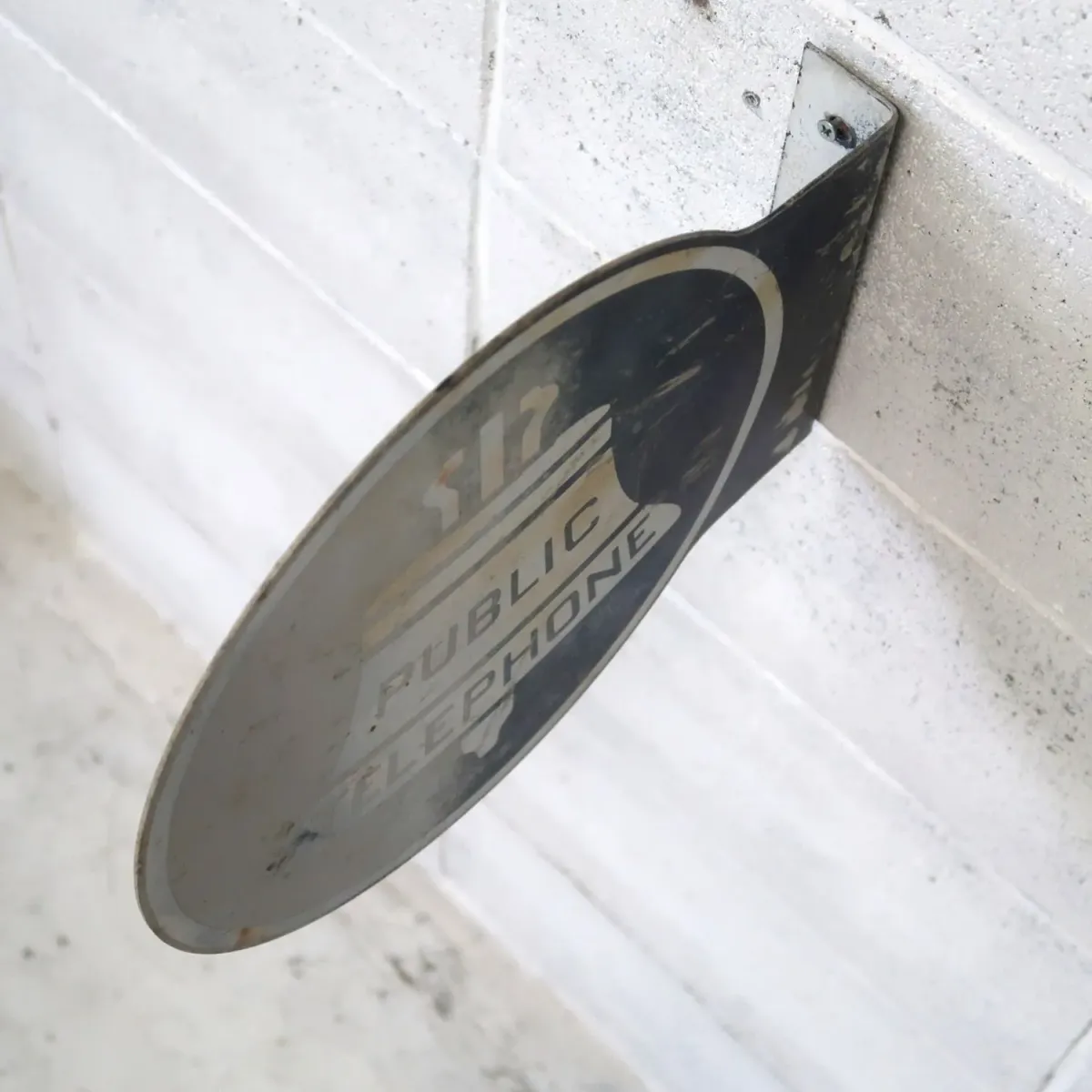 PUBLIC TELEPHONE ビンテージ 両面メタルサイン